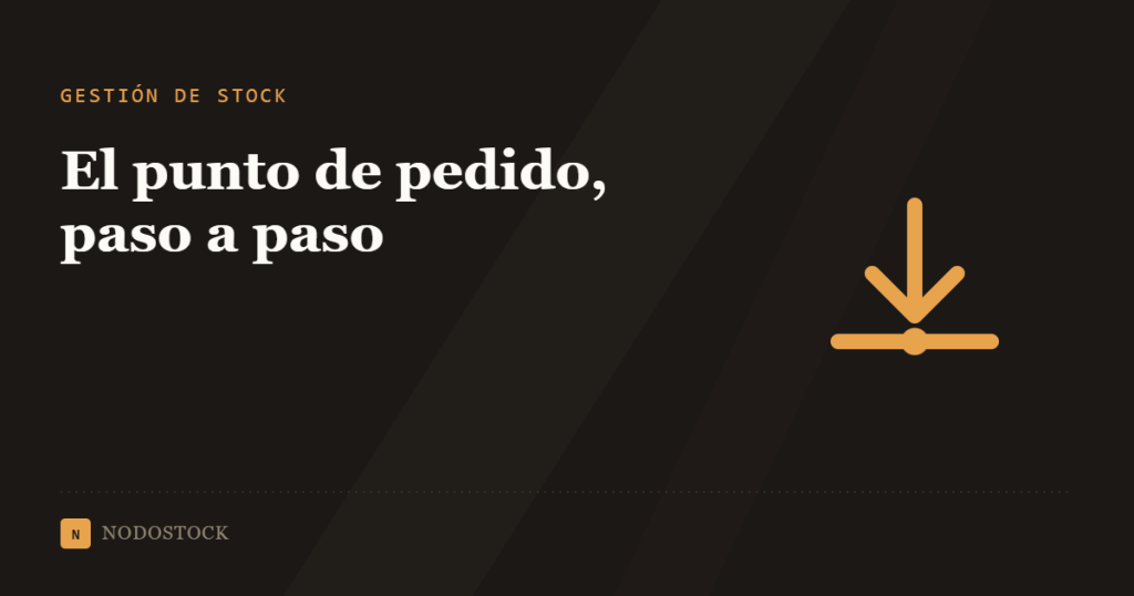 Flecha señalando el punto de pedido en un gráfico de stock